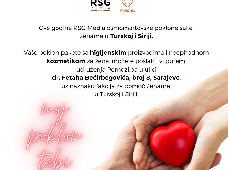 RSG grupacija osmomartovske poklone šalje ženama u Turskoj i Siriji
